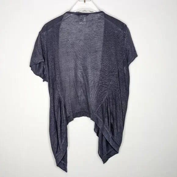 Animale Blue Short Sleeve Linen Open Front Cardigan Size M - Picture 4 of 6